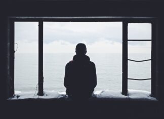 Accept no substitute person looking out through window