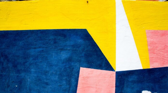 Poetry Happens blue, yellow, and brown wall decor