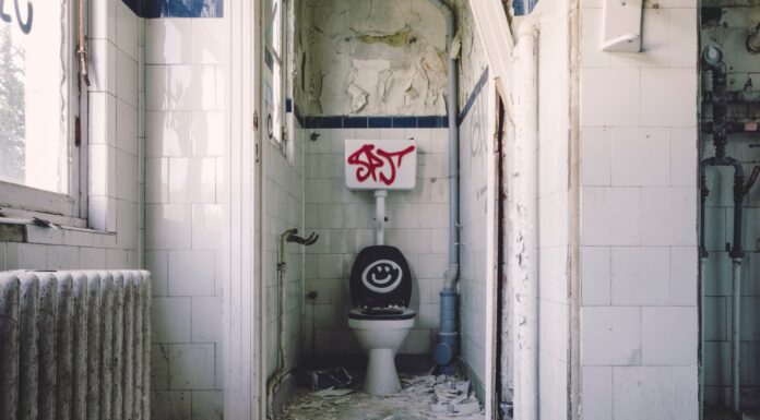 Passing the Buk white ceramic toilet bowl