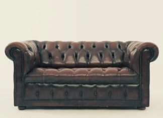 Things I Said to My Therapist brown leather Chesterfield sofa
