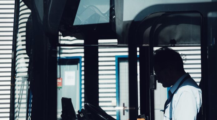 One Night silhouette photography of man driving bus