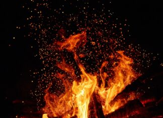 Through the bonfire smoke bonfire at night