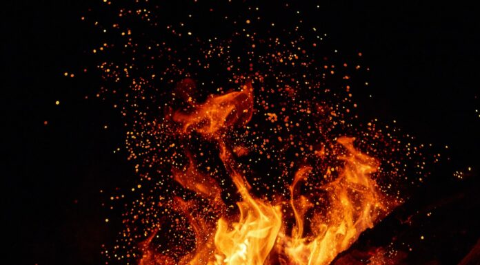 Through the bonfire smoke bonfire at night