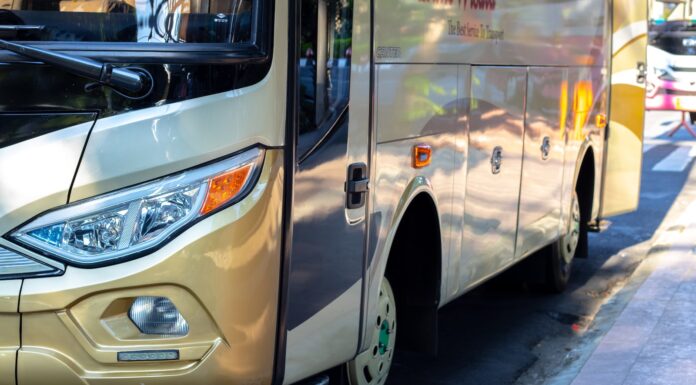 Sherwood white and brown bus