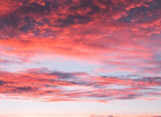 Querulous red clouds in the sky