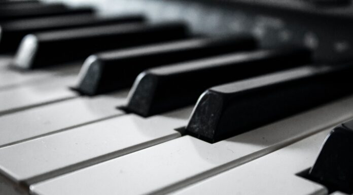 Reinbert plays Satie grayscale photography of piano