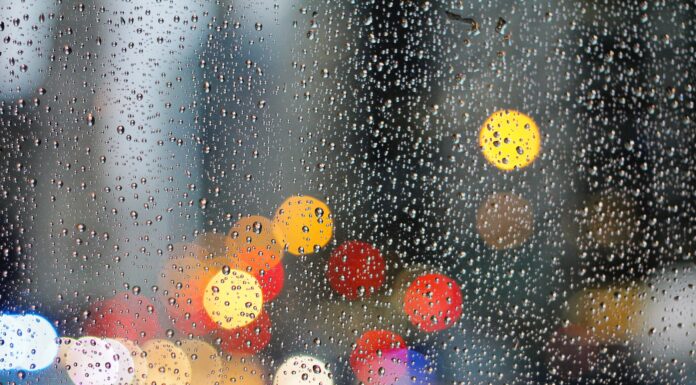 Opening Line droplets on glass panel