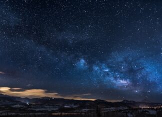 my mountains with trees under white star at night