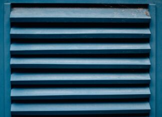 I COULD HANDLE MY BRAIN WITH WHITE NOISE COMING FROM ABOVE blue wooden window vent
