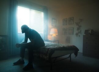 I might not be here long man in black jacket sitting on bed