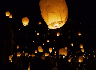 Redshift white paper lantern with light