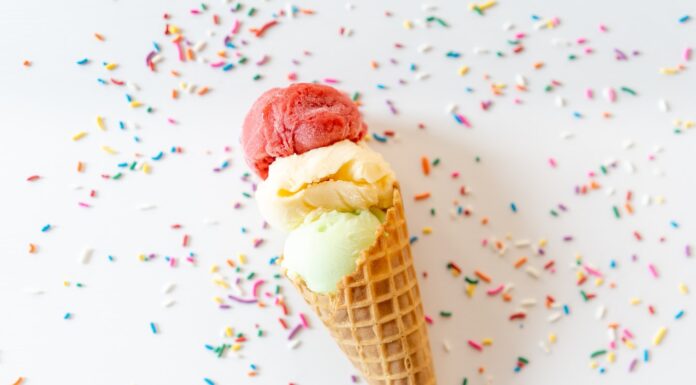 you know how (xviii) ice cream on white and blue ceramic plate