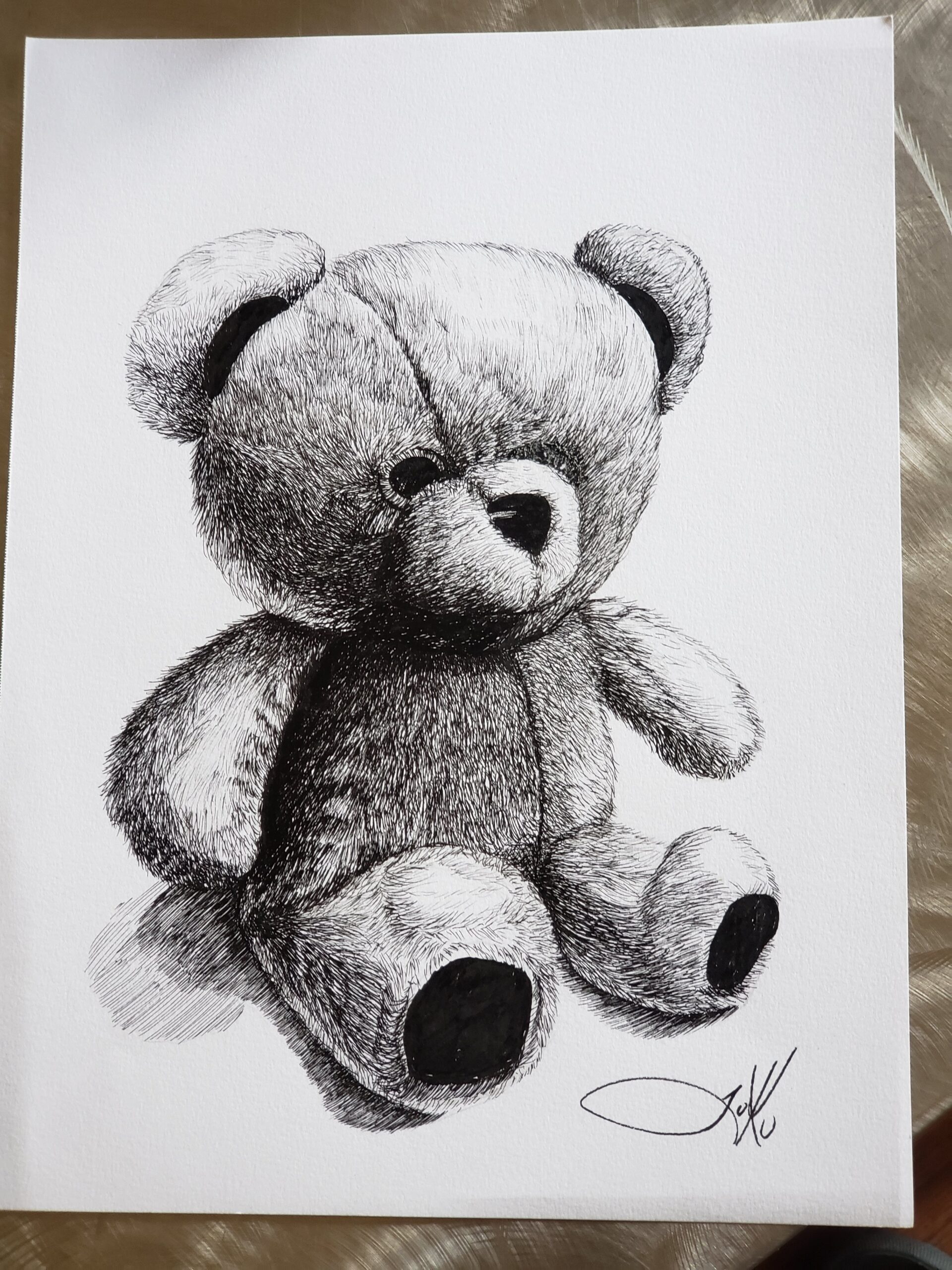 Teddy Upright Pencil Drawing · Creative Fabrica