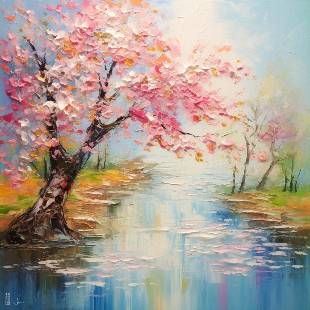 Apricot tree by the river .. Spring 2024 .. series of 4