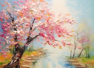 Apricot tree by the river .. Spring 2024 .. series of 4