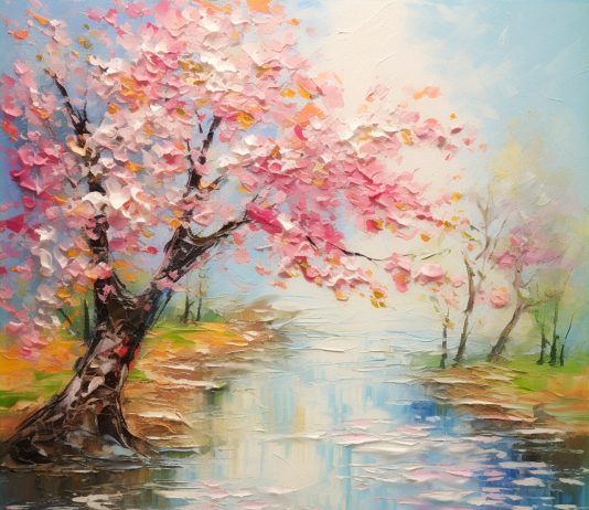Apricot tree by the river .. Spring 2024 .. series of 4