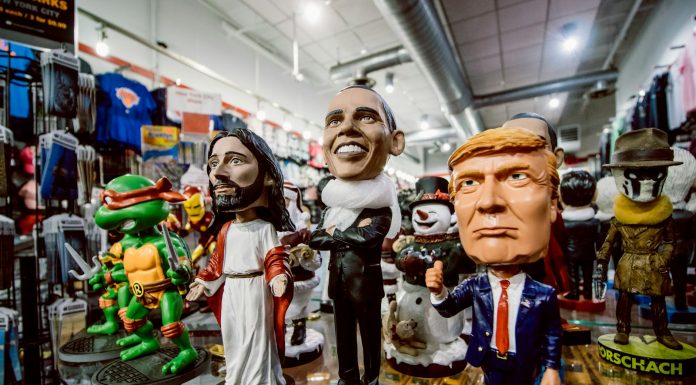New Orleans Airport Chapel assorted bobblehead figurines inside the store