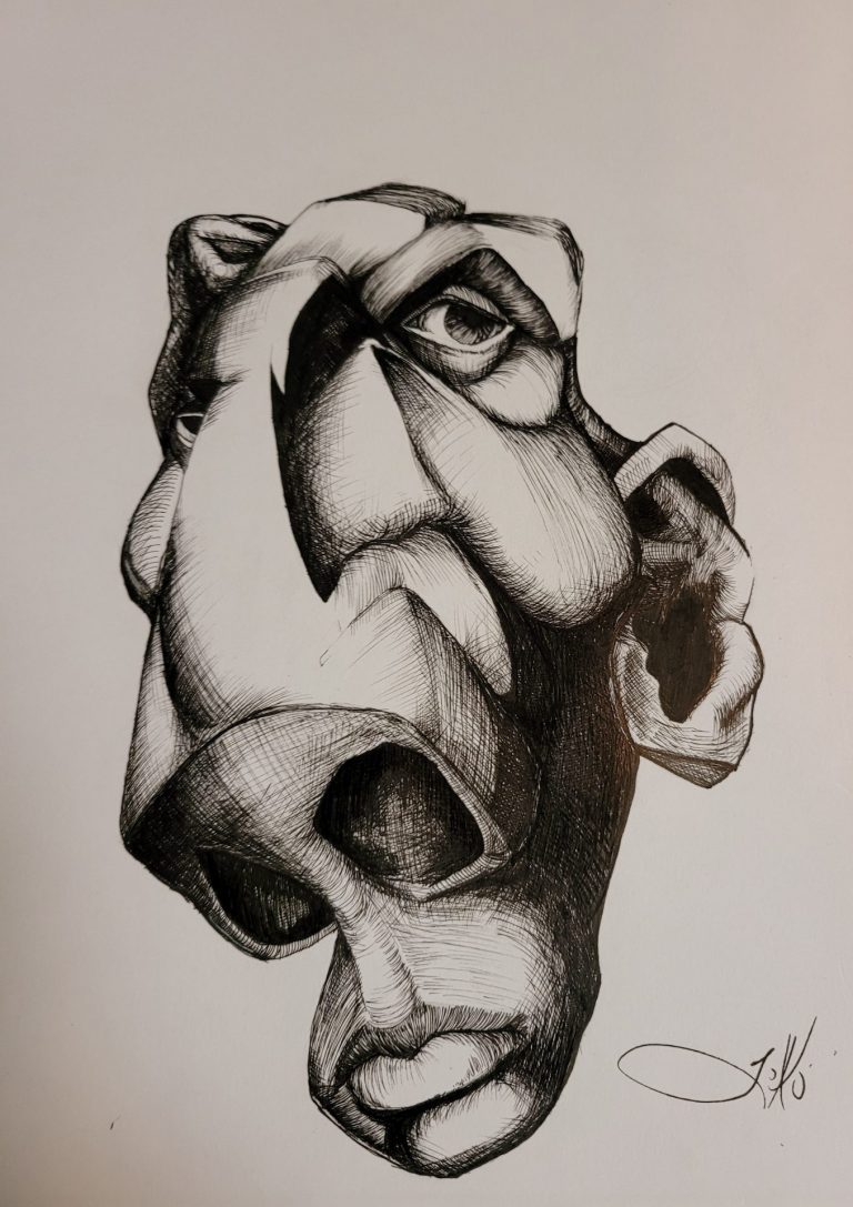 Pigma Micron Ink Pens on mixed media paper, 9"x12"