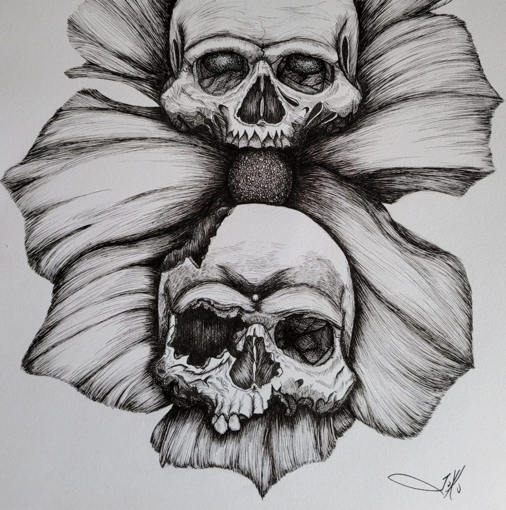 dos calaveras y una flor (two skulls and a flower)