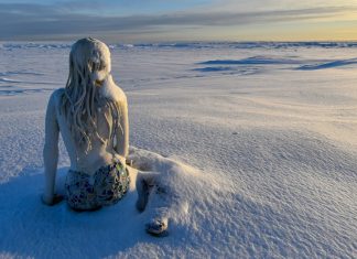 What Do You Call This? a statue of a woman sitting in the snow