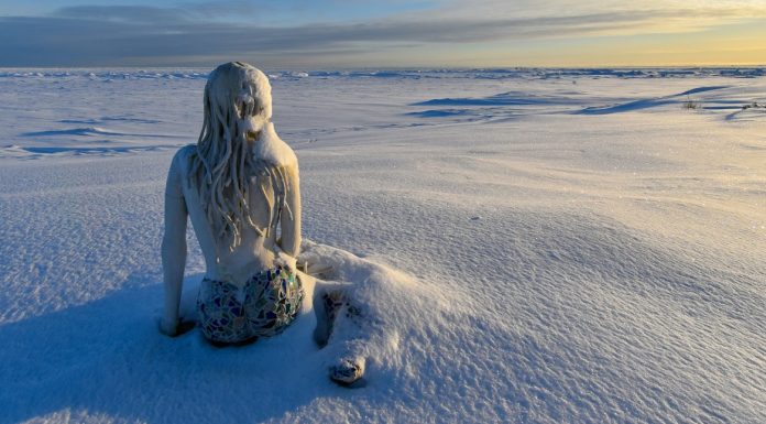 What Do You Call This? a statue of a woman sitting in the snow