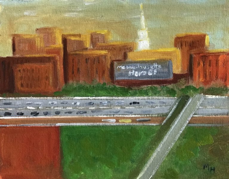 Boston Sunset; Oil on Canvas
