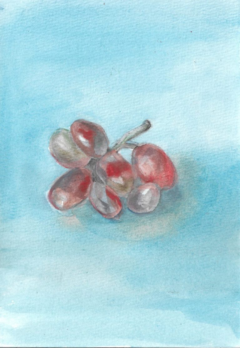 Red on Blue Gouache on paper 15x21 cm