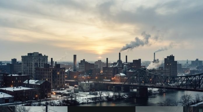 Midsized American City in Winter