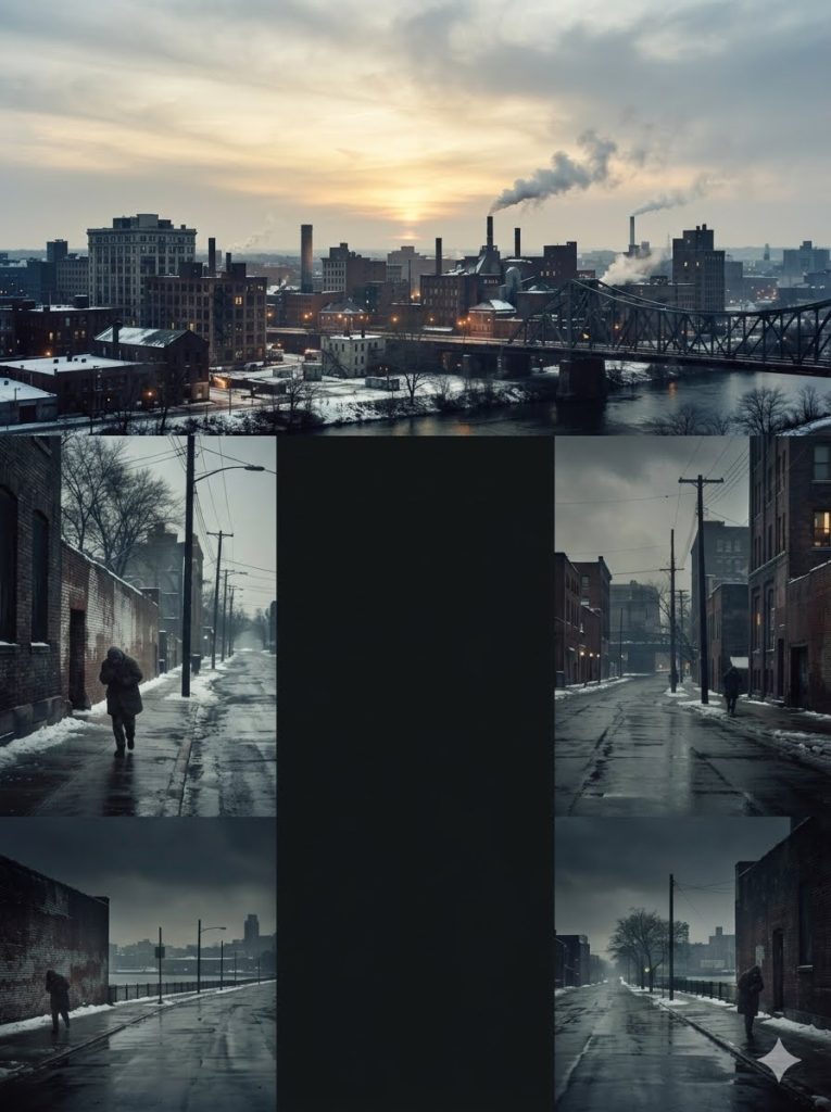 Midsized American City in Winter