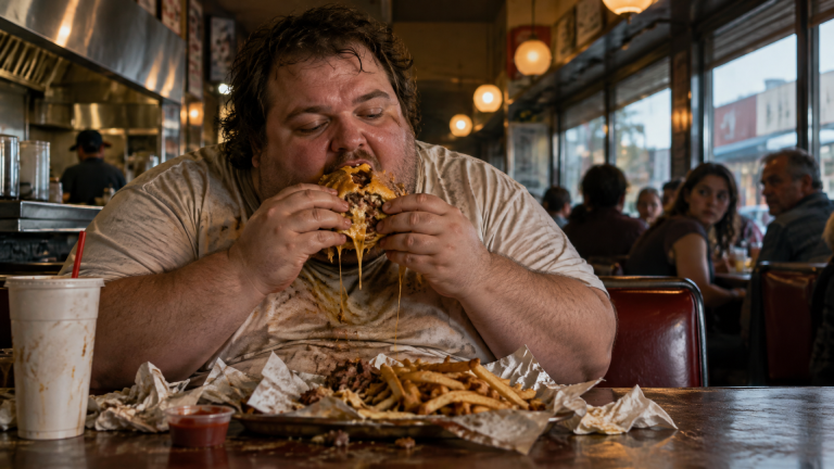 FAT ASS EATS A CHEESESTEAK